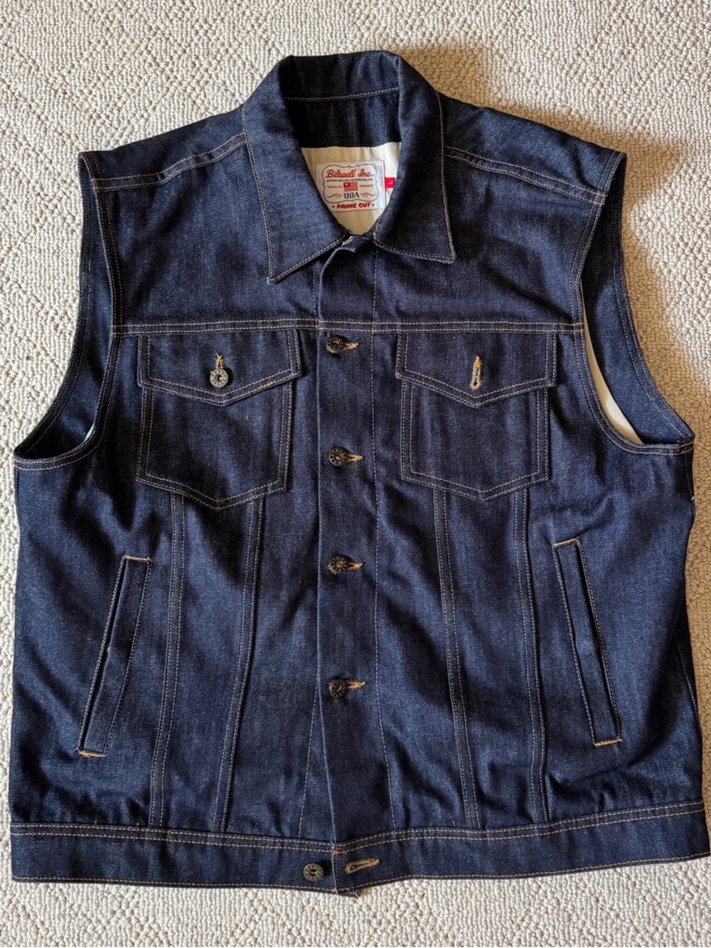 Biltwell Men's Dark Indigo Denim Motorcycle Vest Jacket